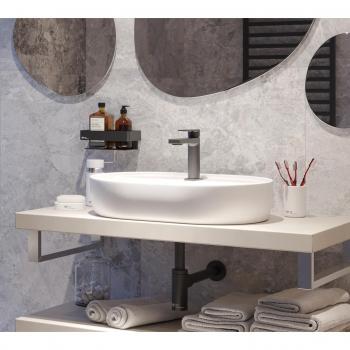 Lavabo sobre encimera Swiss Aqua Technologies Infinitio 60 x 40 x 12,5 cm, sin rebosadero, Blanco mate