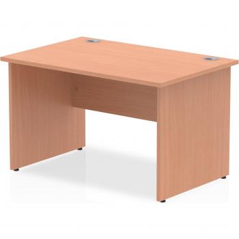 Impulse Straight Office Desk W1200 x D800 x H730mm Panel End Leg Walnut Finish White Frame