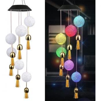 Waterproof Solar LED Hummingbird Wind Chime with Crystal Ball