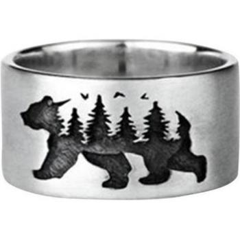 Anillo de joyería retro con estampado de oso blanco