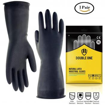 Natural Latex Industrial Hand Protection – Double One, 12.6, Size L, Black Pair