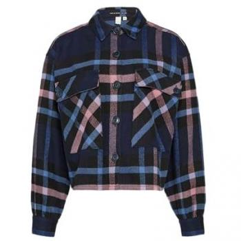 Flanell Langarmbluse im Crop-Style
