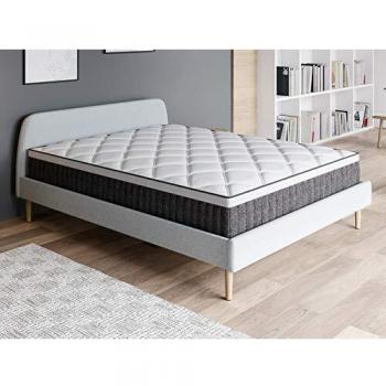 Confort total 160x200 : matelas mémoire Visco Pure + lit gris clair + sommier à lattes HD