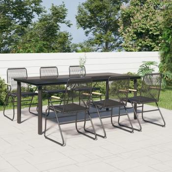 Sélection terrasse 7 pièces, mobilier de patio Noir Rotin PVC – VidaXL