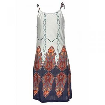 Beachtime Sommerkleid mit geflochtenen Trägern, kurz, weiß-bunt-bedruckt