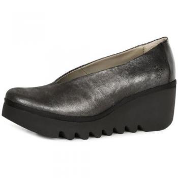 Chaussures Compensées Fly London Beso Femme Noir Argent 7 UK