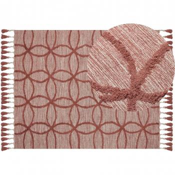 160 x 230 cm Red Cotton Geometric Area Rug