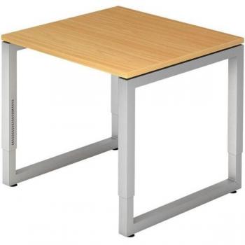 Büroschreibtisch O-Fuß 80x80cm Buche/Silber