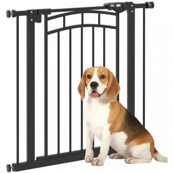 PawHut Barrière d’escalier pour chien – extensible 74‑80 cm – double verrouillage, auto‑fermeture – 76 cm de hauteur – noir