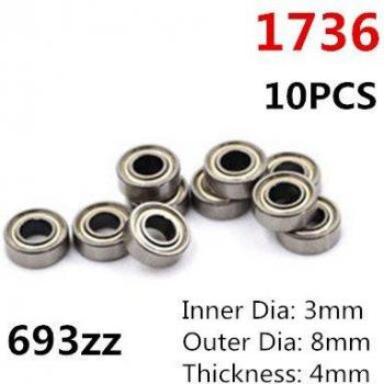 Mini Kugellager Set 693ZZ – 10 Stück, 3 mm Durchmesser, 8 mm Höhe, 4 mm Breite