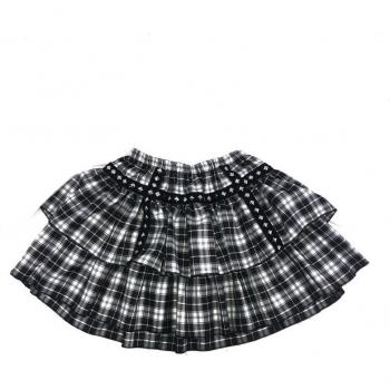 Mini Falda Plisada Estilo Punk Lolita Pastel con Remaches Blanco y Negro