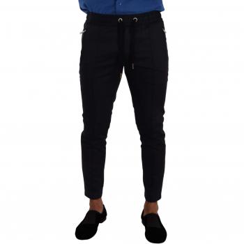 Dolce & Gabbana Blue Cotton Stretch Jogging Trouser Pants