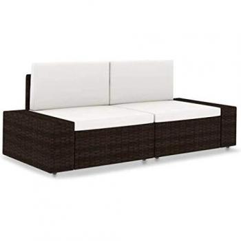 VidaXL Modular Two-Seat Living Room Sofa – Brown Polished Finish