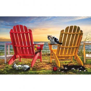 Sonnenuntergangs-Puzzle 1000 Stück – Lebenserinnerungen – Katze im Sand
