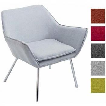 Poltroncina Lounge Moderna Caracas in Tessuto Grigio con Seduta Removibile e Braccioli