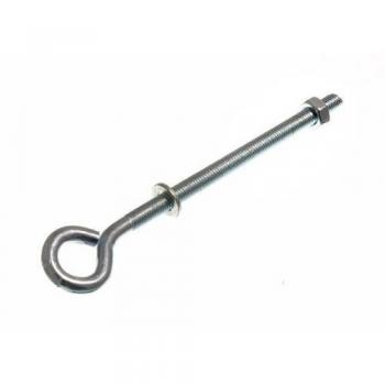 Zinc-Plated Eye Bolt Assembly with Nuts and Washers, Size M6 x 100mm