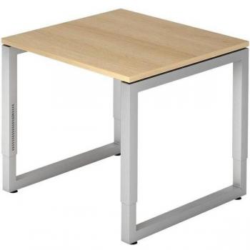 Mcbuero.de Eiche/Silber Schreibtisch O-Fuß 80x80cm