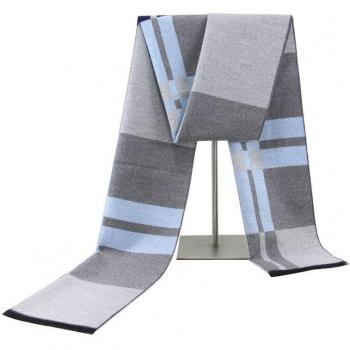 Bufanda de Imitación Cachemir Escocesa Azul Cielo Gruesa y Cálida para Hombre 30*180cm