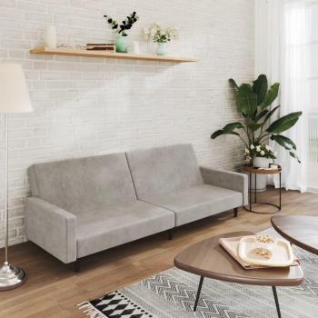 Sofá cama de 2 plazas terciopelo gris claro vidaXL