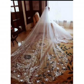 Voile de Mariage Blanc/Ivoire avec Peigne