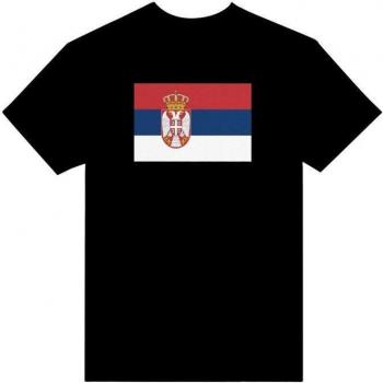 Serbian National Flag T-Shirt – PixelForma – Black Cotton