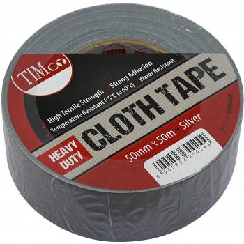 HDCTSILVER Heavy Duty Cloth Tape by TIMco – 50m x 50mm Silver Roll