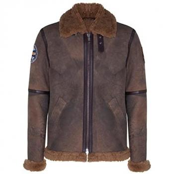 Infinity Leather Men's Brown B3 Sheepskin WW2 Bomber Jacket