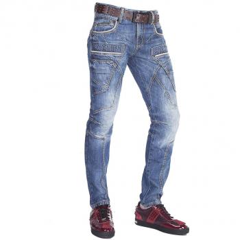 Cipo & Baxx Regular Fit Jeans – Herren, helles Denim, Label Aufdruck, 31/34