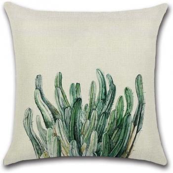 Cotton Linen Green Leaves Pillow Cover