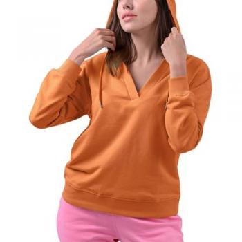 V‑Neck Drop Shoulder Hoodie (Orange, S18) – Enorsia