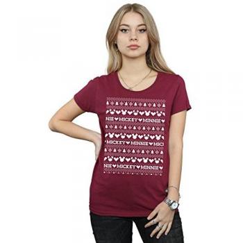 Multicolored Disney Women’s Mickey & Minnie Christmas Fair Isle Shirt