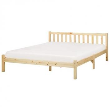 Kiefernholz Bett 160 x 200 cm mit Lattenrost und hohem Kopfteil