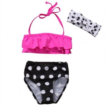 Conjunto de Bikini para Bebé Niña a Lunares con Diadema
