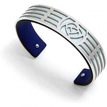 Brazalete Pertegaz colección Troq PER2668 metal plateado ecopiel reversible