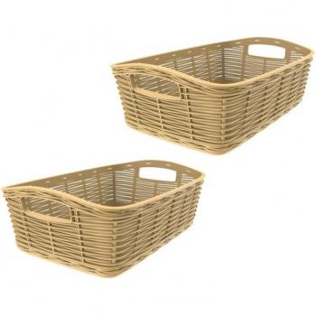 Lot de 2 mini paniers beige en plastique