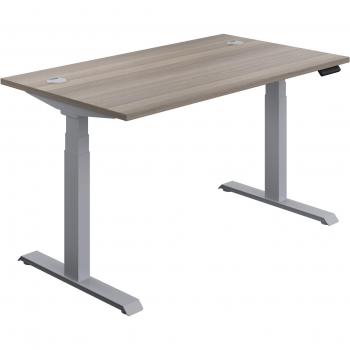Eco‑Friendly Sit‑Stand Desk 1600 × 800 mm Grey Oak/Silver