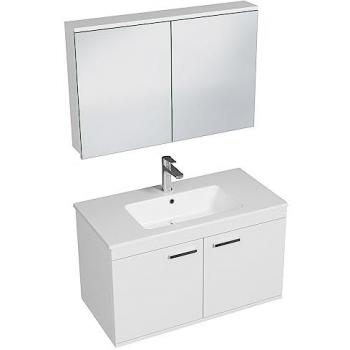 Saniverre Meuble Salle de Bain 90 cm Blanc avec Miroir Armoire