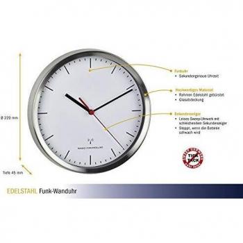 Edelstahl Funk-Wanduhr TFA Dostmann