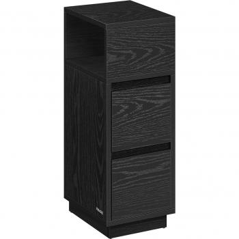 Comodino Stretto in Legno di Ebano, 1 Cassetto, Scomparto Aperto (Destra)