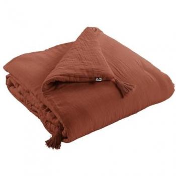 OUREA Gaze de Coton Chemin de Lit 90x200cm Terracotta
