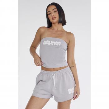 Kaiia Studio's Logo Bandeau Top in Light Grey