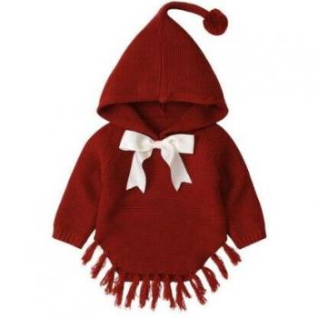 Toddler Girls' Hooded Knit Coat with Tassels
