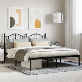 JINLEFU Black Metal Bed Frame with Headboard 180x200 cm vidaXL