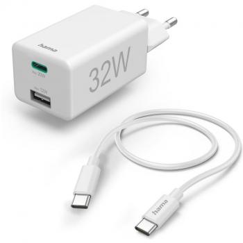 Hama Power‑Quick USB‑C→USB‑A 32 W – Blanc