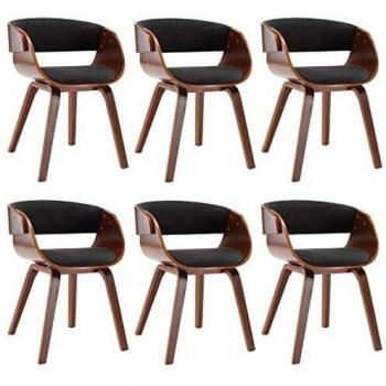VidaXL Sedie da Pranzo in Legno Curvato e Tessuto Grigio (6 pz)