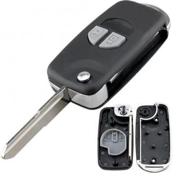 Kit Porte‑Clés Universel Pliant 2 Boutons – Lame HU87, Coquille Auto, Compatible SX4