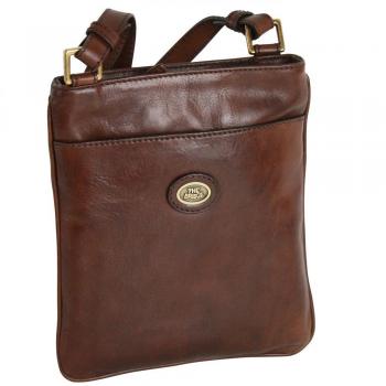 The Bridge Brown Leather Crossbody Shoulder Bag for Men 22 cm