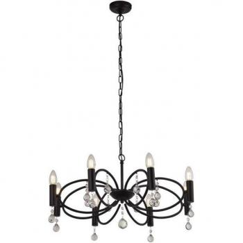 Lampada 8 Luci Infinity – Nero con Cristalli Searchlight