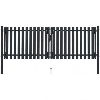 VidaXL Cancela Doble de Valla de Acero Gris Antracita 306x125 cm