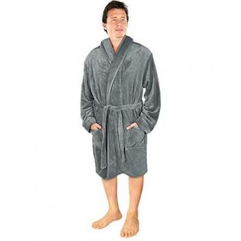 NY Threads Luxury Men’s Bathrobe | Super Soft Fleece Robe | Cozy Shawl Collar Loungewear